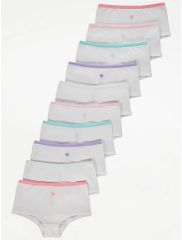 Assorted Rainbow Shape Print Short Knickers 10 Pack