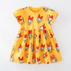 Желтое платье с короткими рукавами для девочек 2-7 лет