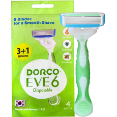Станок для бритья для ЖЕНЩИН с несъемной головкой DORCO EVE/SHAI Vanilla-6 (4 шт.), SXA 300-(3+1)P