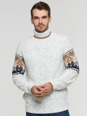 Свитер мужской 9232-99018 вечерний иней/т.джинс/карамельный кофе NEWVAY