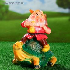 1065350 Садовая фигура "Гном на черепахе" 21х27х29см МИКС