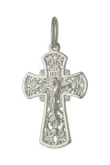 Крест из серебра литье белый