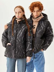102662_OOU Куртка для мальчика и девочки черный принт мрамор (вар.2) Orby