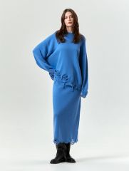 Трикотажная юбка миди с разрезами, S1097/masmavi