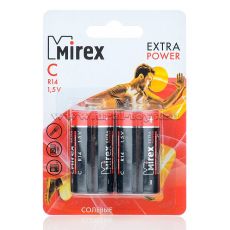 Батарея солевая Mirex R14/ С 1,5V, 2 шт, ecopack