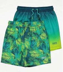 Green Ombre Palm Leaf Swim Shorts 2 Pack
