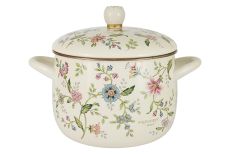 Кастрюля, 20 см, 4,3 л, с крышкой, с покрытием, сталь, молочная, Цветы, Provence, 63102