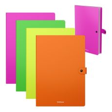9262276 Папка-картотека на кнопке А4, ErichKrause Matt Neon, с 3 отделениями, до 150 листов, МИКС