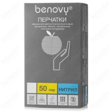 Benovy Перчатки нитриловые смотровые нестерильные, голубой, XL, 100 шт