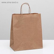 ЦЕНА ЗА 20 ШТ! 2492931 Пакет крафт без печати, круглая ручка 24 х 14 х 28 см
