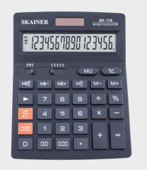 Калькулятор 16 разр. Skainer настольный, двойное питание, черный