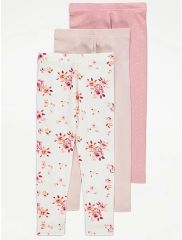 Pink Rose Print Leggings 3 Pack