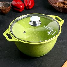 4611458 KUKMARA Кастрюля «Trendy style» 3 л, стеклянная крышка, цвет лайм,