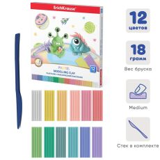 9509039 Пластилин 12 цветов, 216 г, Cosmic Monsters Pastel, со стеком