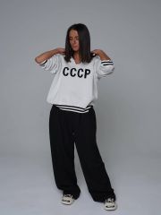 Свитер с воротником-стойкой и вышивкой CCCP, 3 цвета