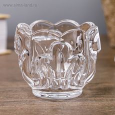 3714162 Подсвечник стекло на 1 свечу "Три лепестка" прозрачный 6х7,5х7,5 см