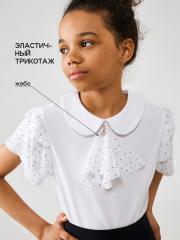 20240270105 Блузка детская для девочек Viviana белый ACOOLA Kids