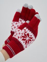 Перчатки женские 212-8228 красный/молоко VAY