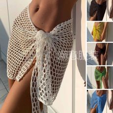 Ажурная однотонная пляжная юбка-сетка