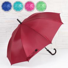 Зонт - трость полуавтоматический «Однотонный», ветроустойчивый, 10 спиц, R = 48 см, цвет МИКС/серебристый 5556448
