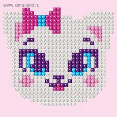2983484 Алмазная вышивка «Кошка» наклейка на одежду, 10 х 10 см. Набор для творчества