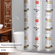 855936 Штора для ванной «Коты», 180×180 см, EVA