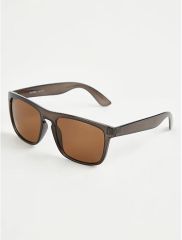 Brown Rectangle Plastic Sunglasses