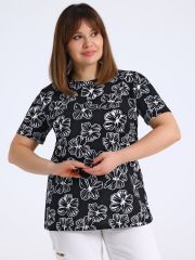 513257 Апрель Футболка белые цветы на черном