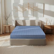 ЦЕНА ЗА 3 ШТ! Простыня Этель Denim 160*200*25 см, цв.синий, жатый хлопок, 140 гр/м2, 100% хлопок