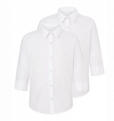 Girls White 3/4 Sleeve School Shirt 2 Pack