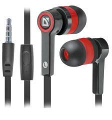 Наушники Defender Pulse 420, вакуумные, микрофон, 105дБ, 32 Ом, 3.5 мм, 1.2 м, чёрно-красные 4991400