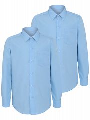 Boys Light Blue Long Sleeve School Shirt 2 Pack