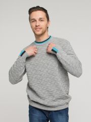 Джемпер мужской 212-12272 св.серый меланж/антрацит/яр.бирюза VAY