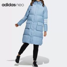 Длинный пуховик Adidas с капюшоном