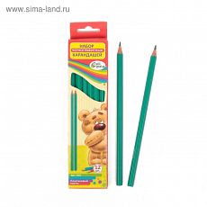 ЦЕНА ЗА 12 ШТ! 1275877 Карандаш чернографитный, CALLIGRATA, зелёный пластиковый, НВ