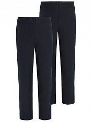 Girls Navy Slim Leg School Trousers 2 Pack