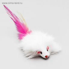 1044135 Мышь из натурального меха, 7,5 см, белая
