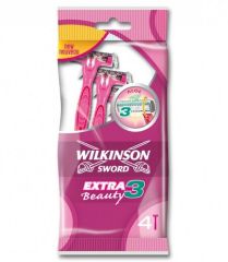 Станок для бритья одноразовый Schick (Wilkinson Sword) EXTRA-3 Beauty (4шт.) для женщин