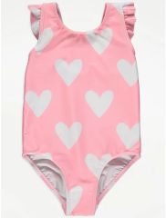 Pink Heart Print Swimsuit