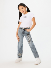 20230440011 Брюки джинсовые детские для девочек Rico голубой ACOOLA Kids