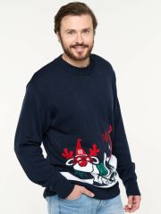 Джемпер мужской 5232-12355 полярная ночь/белый/зелёный лес/алый VAY