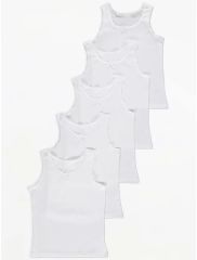 White Plain Vests with Bow 5 Pack