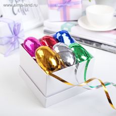 1210345 Лента упаковочная металлизированная, ассорти, набор 6 шт., 0,5 см х 10 м