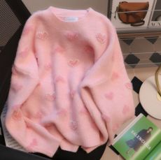 Экспортный вязаный свитер с сердечками, 2 цвета