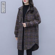 Клетчатое осеннее пальто-рубашка