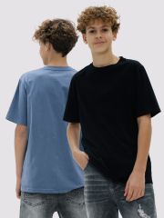 102625_OLB Комплект (футболка (2шт.)) для мальчика черный//пепельно-голубой (вар.1) Orby