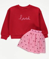 Red Loved Sweatshirt and Heart Tutu Outfit