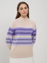 Свитер женский 9242-94105 ваниль/молоко/гортензия/т.бежевый/ирис NEWVAY