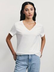 W_V-NECK3-1 футболка женская белый ZARINA