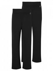 Girls Black Plus Fit Jersey Charm School Trousers 2 Pack